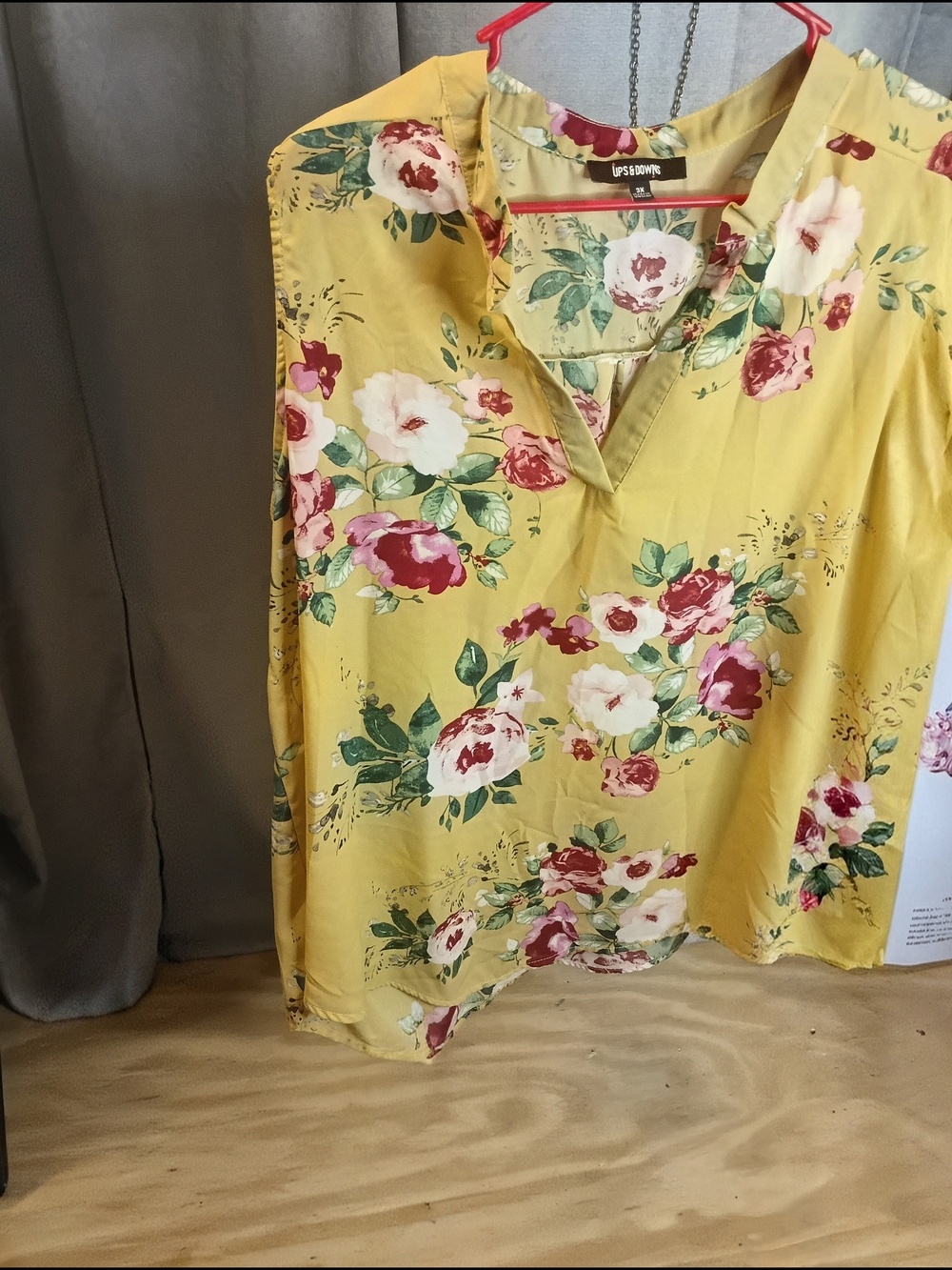 Yellow Floral V-Neck Blouse